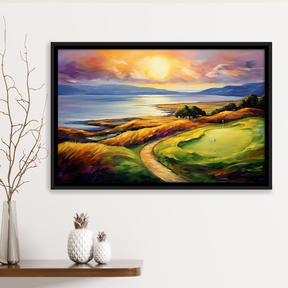 Muirfield Golf Club Gullane Scotland Oil Painting, Framed Canvas Prints Wall Art Decor, Floating Frame