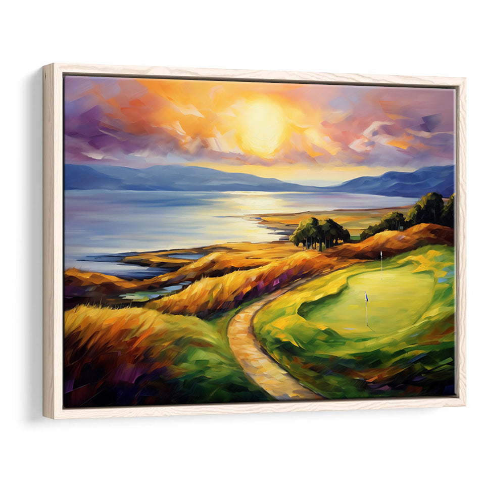 Muirfield Golf Club Gullane Scotland Oil Painting, Framed Canvas Prints Wall Art Decor, Floating Frame