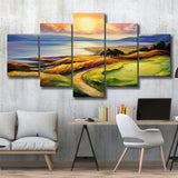 Muirfield Golf Club Gullane Scotland Oil Painting Mixed 5 Panel Large Canvas Prints Wall Art Decor