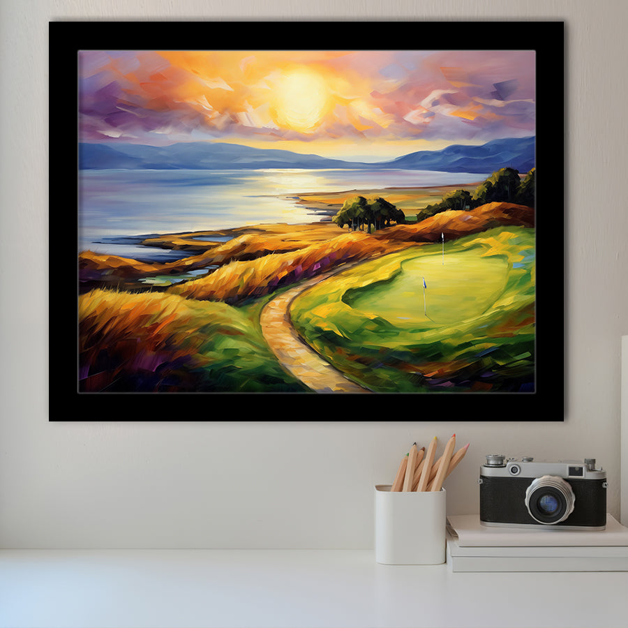 Muirfield Golf Club Gullane Scotland Oil Painting Framed Art Prints Wall Decor, Framed Painting Art