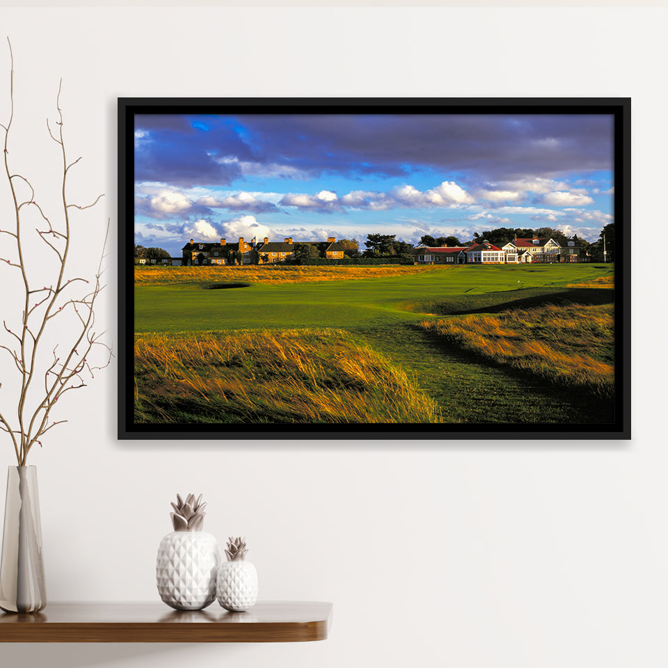 Muirfield Golf Club Hole 18, Gullane, Scotland, Golf Art Print, Framed Canvas Prints Wall Art Decor, Floating Frame
