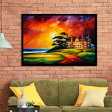 Muirfield Golf Club Hole 18 Gullane Scotland Oil Painting Framed Art Prints Wall Decor, Framed Painting Art
