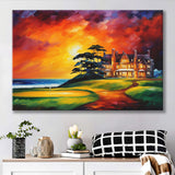 Muirfield Golf Club Hole 18 Gullane Scotland Oil Painting Canvas Prints Wall Art, Painting Art Home Decor