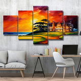 Muirfield Golf Club Hole 18 Gullane Scotland Oil Painting Mixed 5 Panel Large Canvas Prints Wall Art Decor
