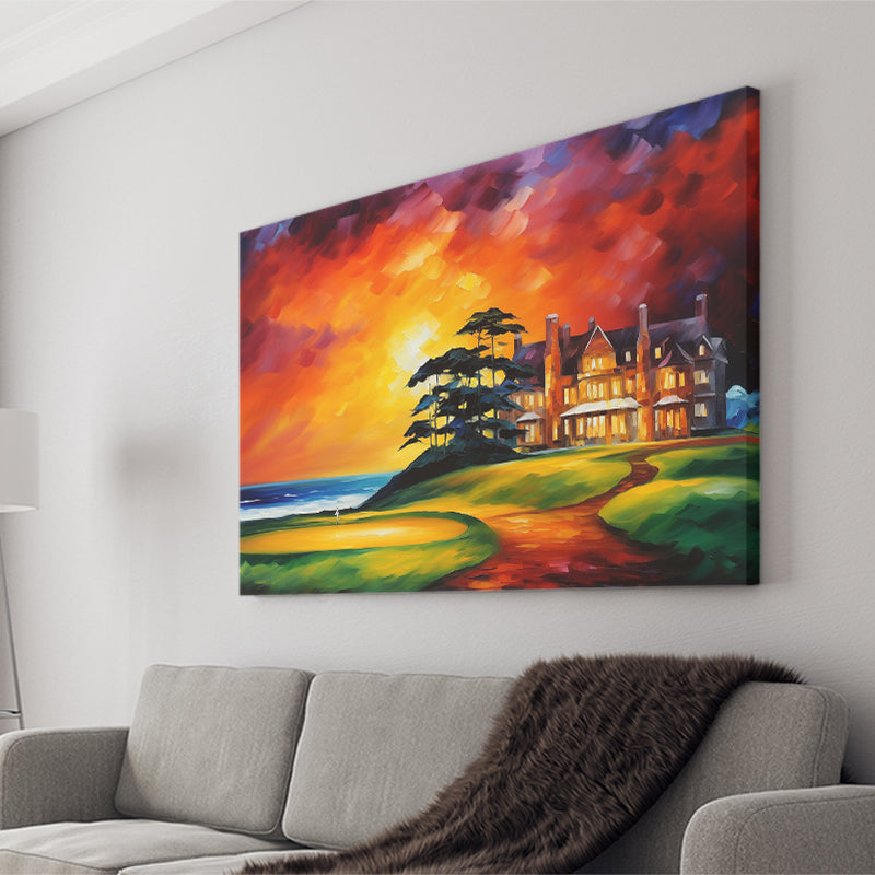 Muirfield Golf Club Hole 18 Gullane Scotland Oil Painting Canvas Prints Wall Art, Painting Art Home Decor