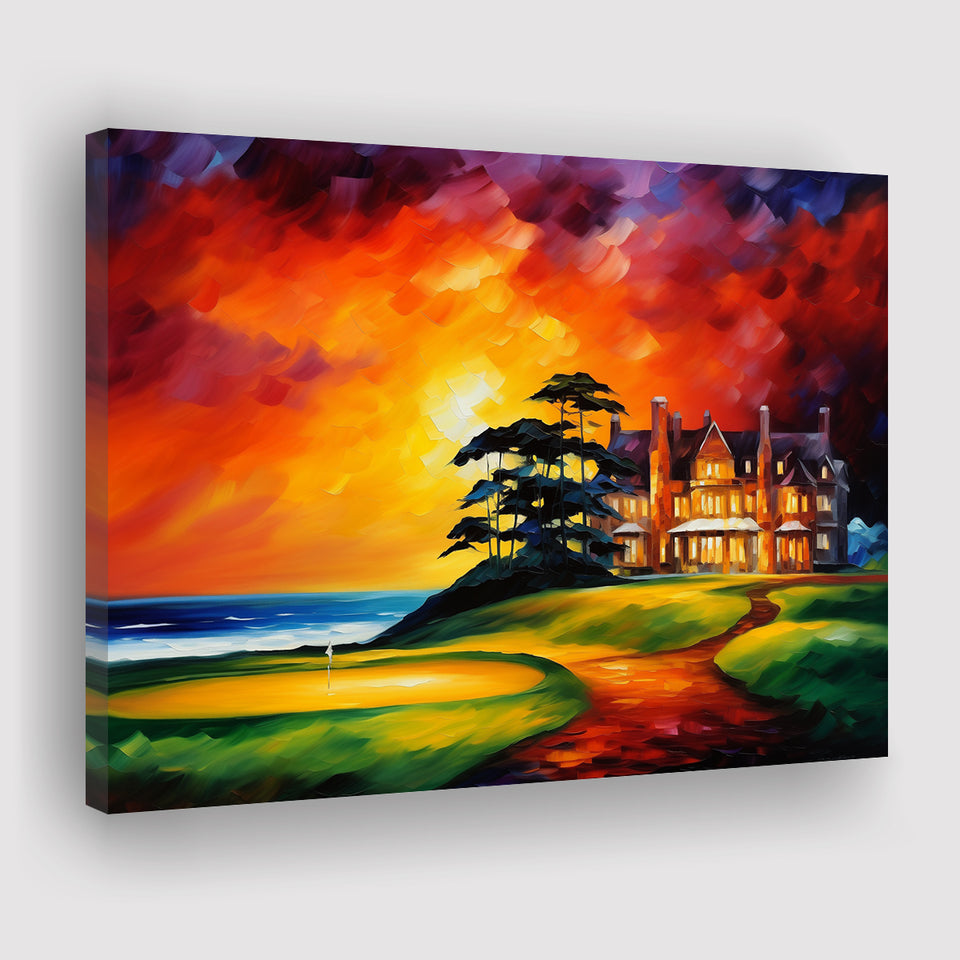 Muirfield Golf Club Hole 18 Gullane Scotland Oil Painting Canvas Prints Wall Art, Painting Art Home Decor