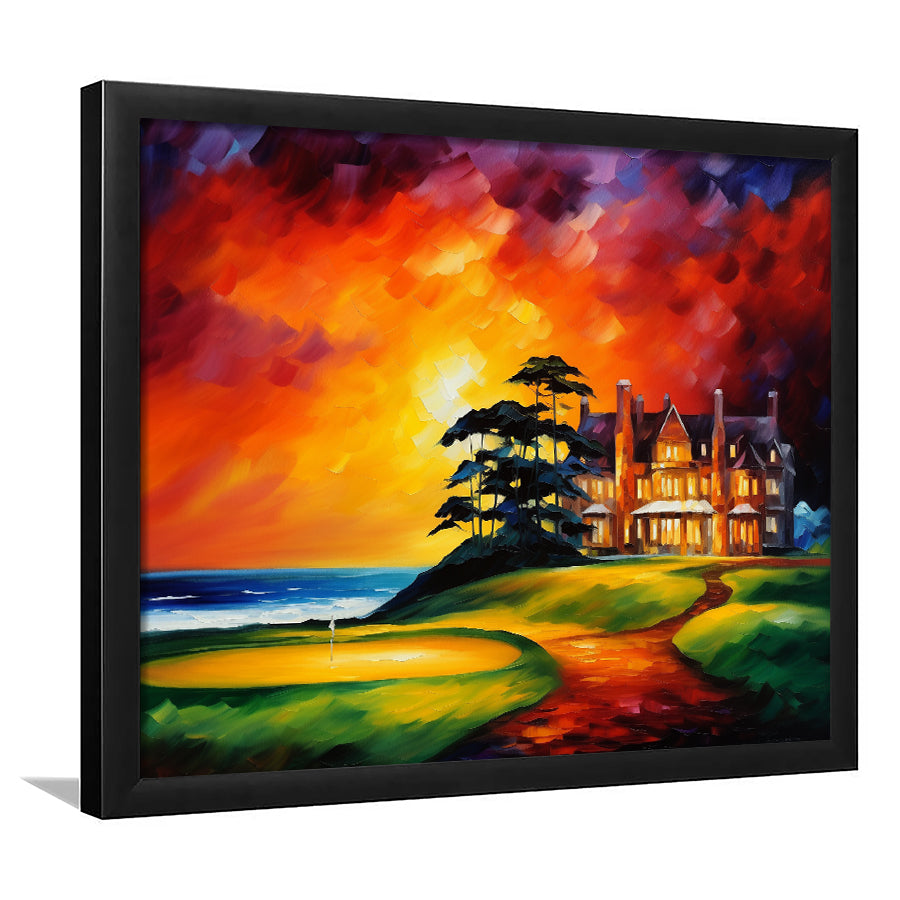Muirfield Golf Club Hole 18 Gullane Scotland Oil Painting Framed Art Prints Wall Decor, Framed Painting Art