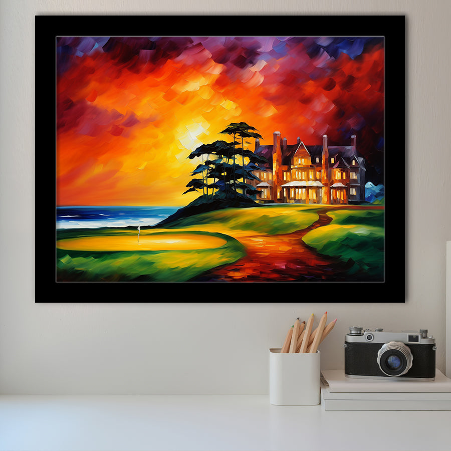 Muirfield Golf Club Hole 18 Gullane Scotland Oil Painting Framed Art Prints Wall Decor, Framed Painting Art