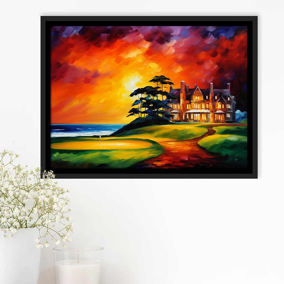 Muirfield Golf Club Hole 18 Gullane Scotland Oil Painting, Framed Canvas Prints Wall Art Decor, Floating Frame
