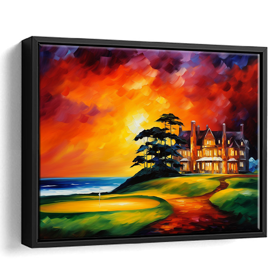 Muirfield Golf Club Hole 18 Gullane Scotland Oil Painting, Framed Canvas Prints Wall Art Decor, Floating Frame