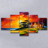 Muirfield Golf Club Hole 18 Gullane Scotland Oil Painting Mixed 5 Panel Large Canvas Prints Wall Art Decor