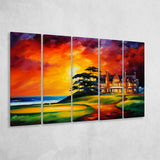 Muirfield Golf Club Hole 18 Gullane Scotland Oil Painting,5 Panel Extra Large Canvas Prints Wall Art Decor