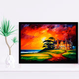 Muirfield Golf Club Hole 18 Gullane Scotland Oil Painting Framed Art Prints Wall Decor, Framed Painting Art