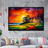 Muirfield Golf Club Hole 18 Gullane Scotland Oil Painting Framed Art Prints Wall Decor, Framed Painting Art