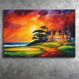 Muirfield Golf Club Hole 18 Gullane Scotland Oil Painting Canvas Prints Wall Art, Painting Art Home Decor