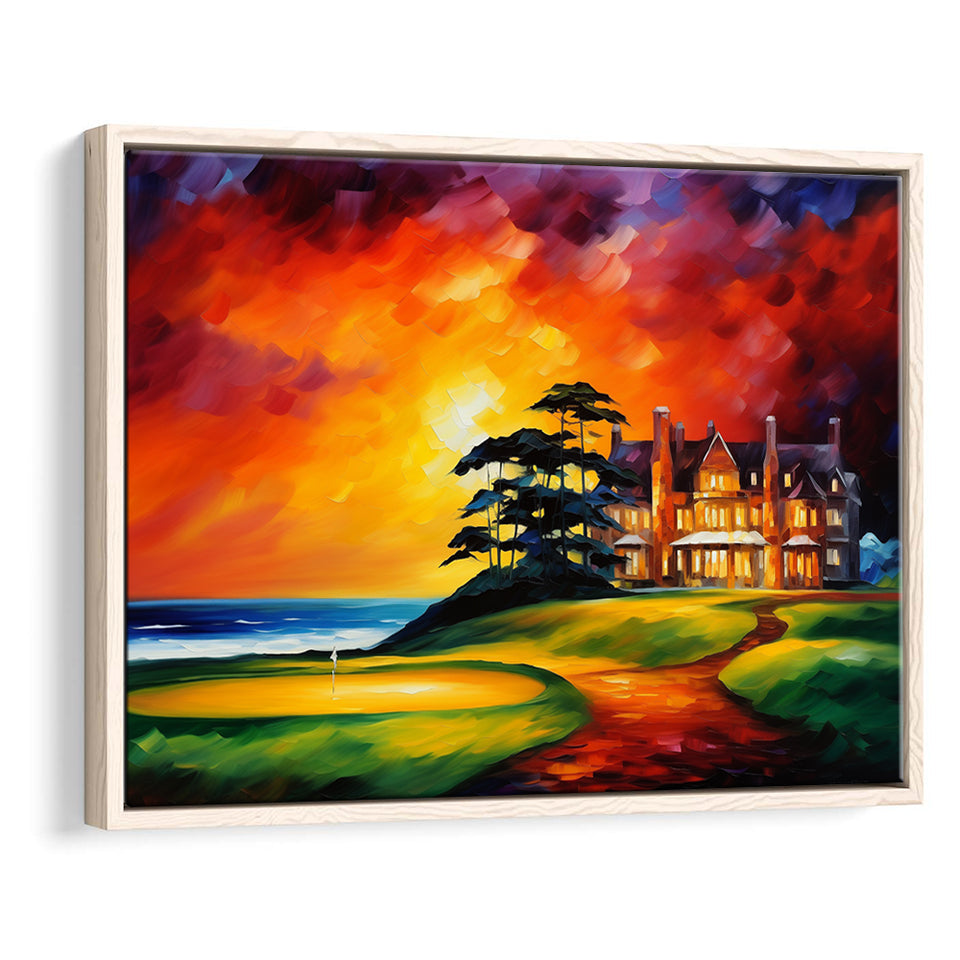 Muirfield Golf Club Hole 18 Gullane Scotland Oil Painting, Framed Canvas Prints Wall Art Decor, Floating Frame