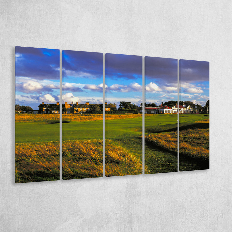 Muirfield Golf Club Hole 18, Gullane, Scotland, 5 Panels Extra Large Canvas Prints Wall Art Decor