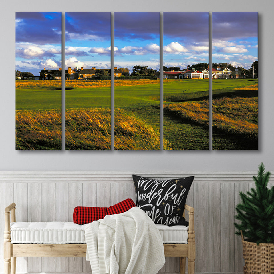 Muirfield Golf Club Hole 18, Gullane, Scotland, 5 Panels Extra Large Canvas Prints Wall Art Decor