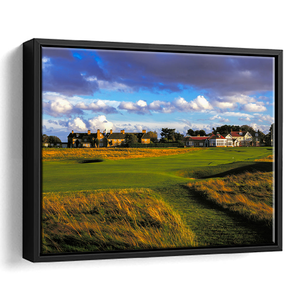 Muirfield Golf Club Hole 18, Gullane, Scotland, Golf Art Print, Framed Canvas Prints Wall Art Decor, Floating Frame