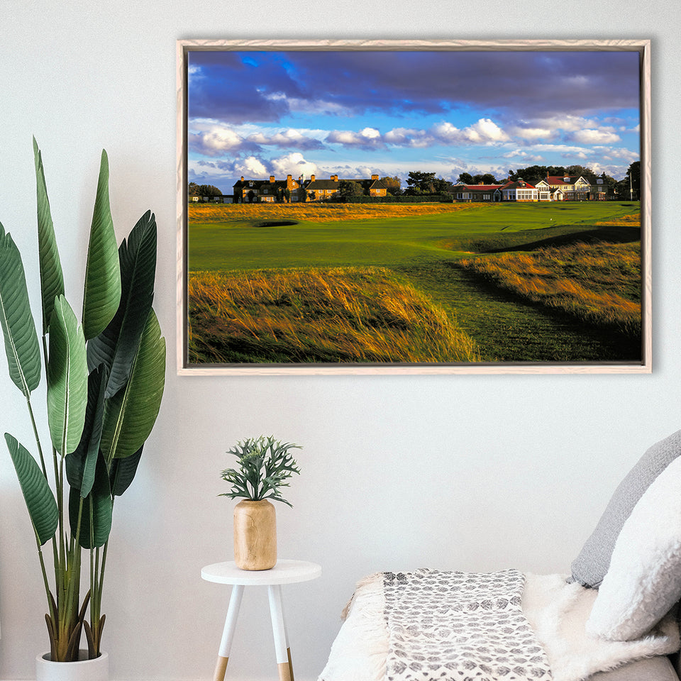 Muirfield Golf Club Hole 18, Gullane, Scotland, Golf Art Print, Framed Canvas Prints Wall Art Decor, Floating Frame