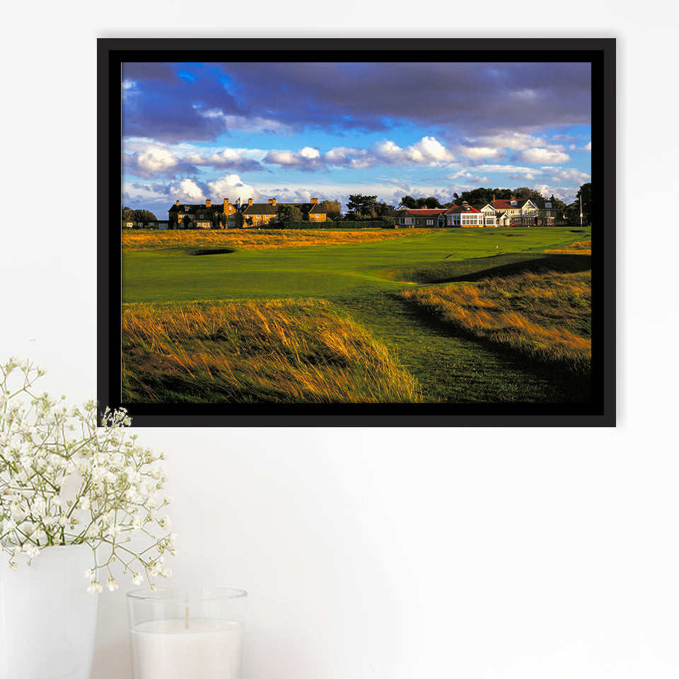 Muirfield Golf Club Hole 18, Gullane, Scotland, Golf Art Print, Framed Canvas Prints Wall Art Decor, Floating Frame