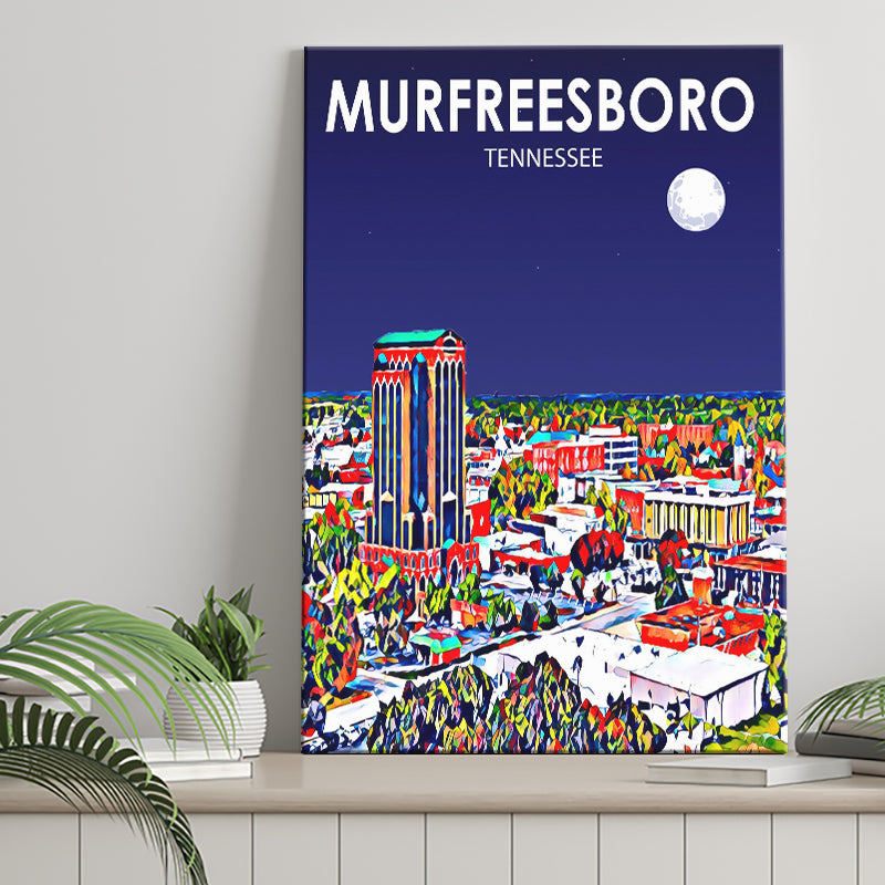 Murfreesboro Tennessee Art Night Landscape ,City Art Print, Large Canvas, Canvas Print Wall Art Home Decor