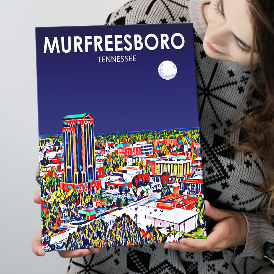 Murfreesboro Tennessee Art Night Landscape ,City Art Print, Large Canvas, Canvas Print Wall Art Home Decor