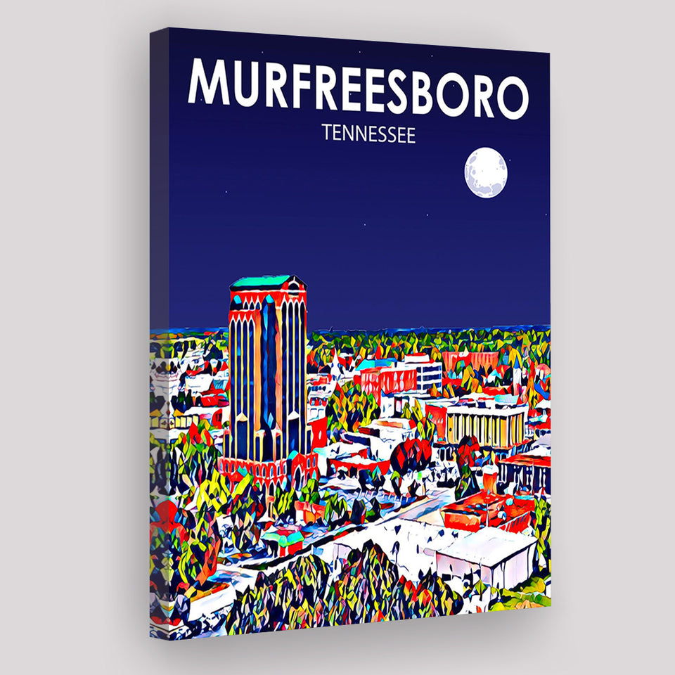 Murfreesboro Tennessee Art Night Landscape ,City Art Print, Large Canvas, Canvas Print Wall Art Home Decor