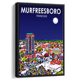 Murfreesboro Tennessee Art Night Landscape, Large Canvas, Framed Canvas Print Wall Art Home Decor, Floating Frame