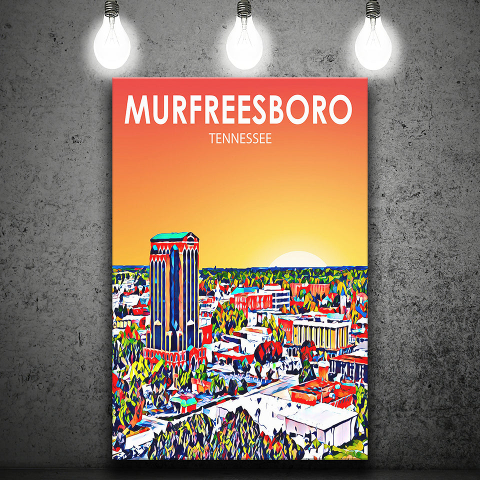 Murfreesboro Tennessee Art Sunset Landscape ,City Art Print, Large Canvas, Canvas Print Wall Art Home Decor