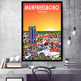 Murfreesboro Tennessee Art Sunset Landscape, City Art Print, Framed Art Print Wall Art Home Decor, Framed Picture