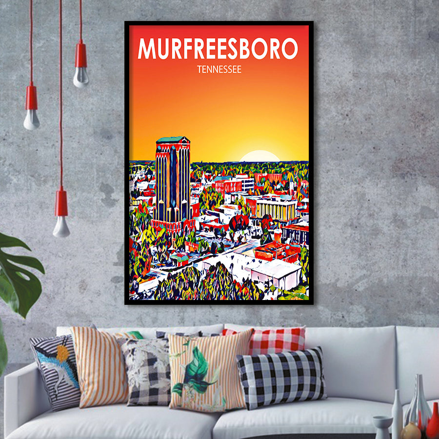 Murfreesboro Tennessee Art Sunset Landscape, City Art Print, Framed Art Print Wall Art Home Decor, Framed Picture