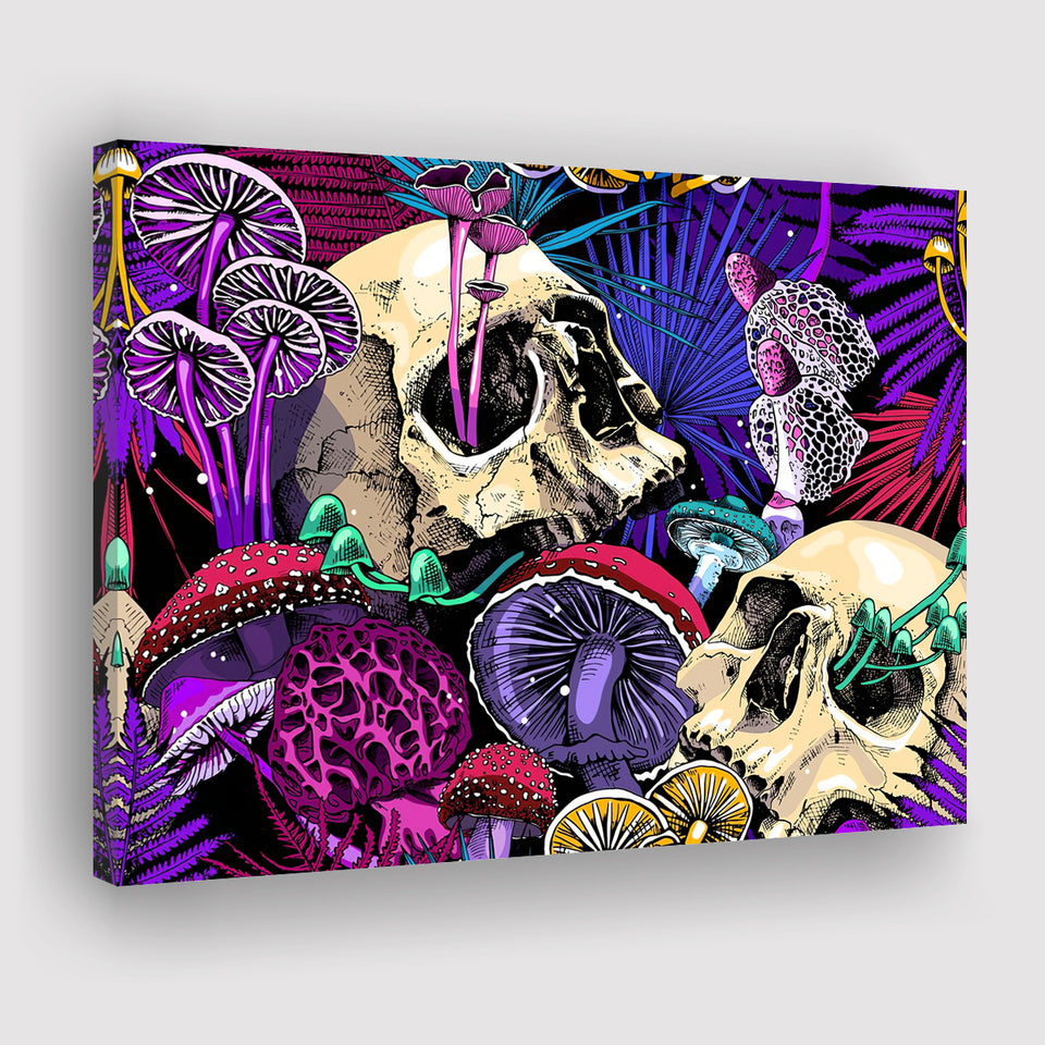 Mushroom And Skulls Canvas Prints Wall Art - Painting Prints, Wall Decor, Art Prints