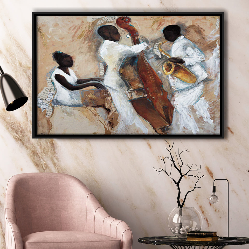 Music Jazz Musical Instruments Wall Decor Framed Canvas Prints Wall Art Decor, Framed Picture, Floating Frame