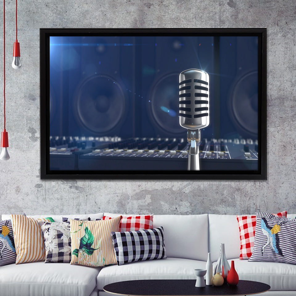 Music Microphone Framed Canvas Prints - Painting Canvas, Art Prints,  Wall Art, Home Decor, Prints for Sale