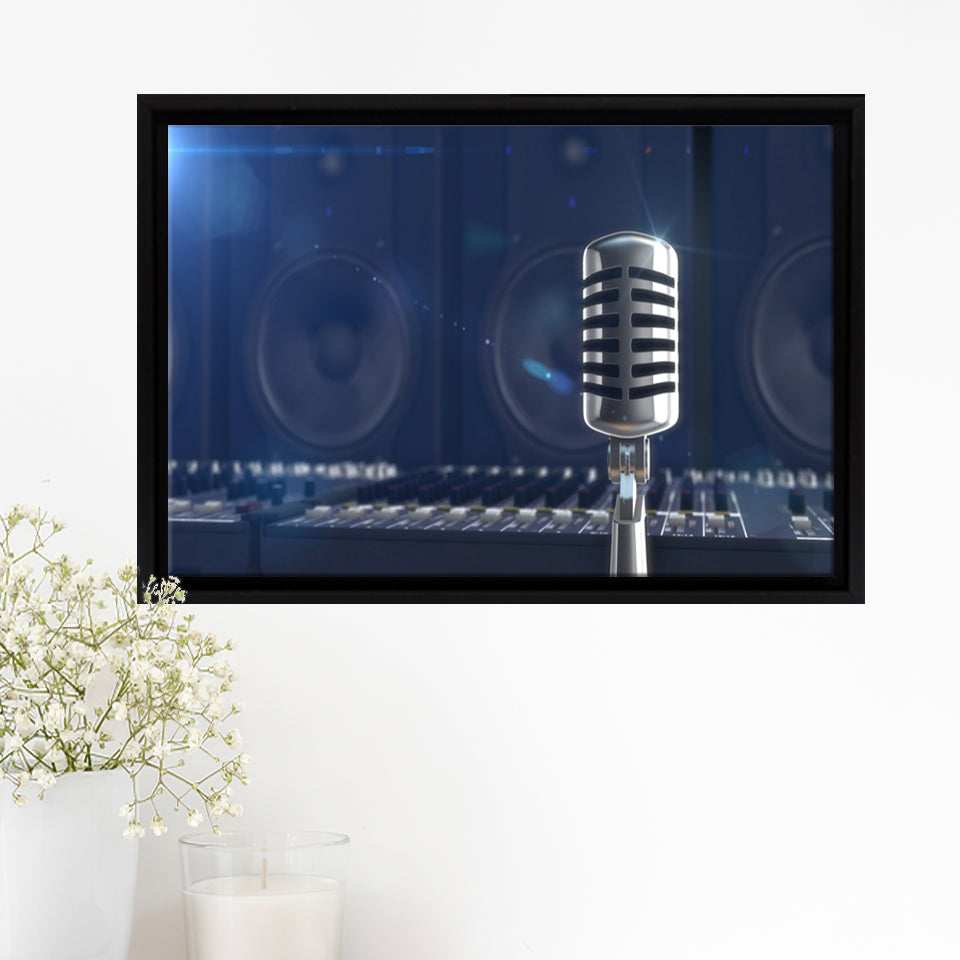 Music Microphone Framed Canvas Prints - Painting Canvas, Art Prints,  Wall Art, Home Decor, Prints for Sale