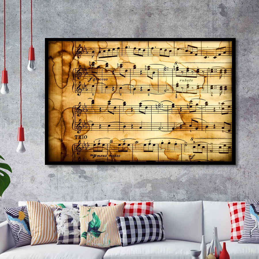 Music Score Notation Framed Art Prints Wall Decor - Painting Art, Black Frame, Home Decor, Prints for Sale