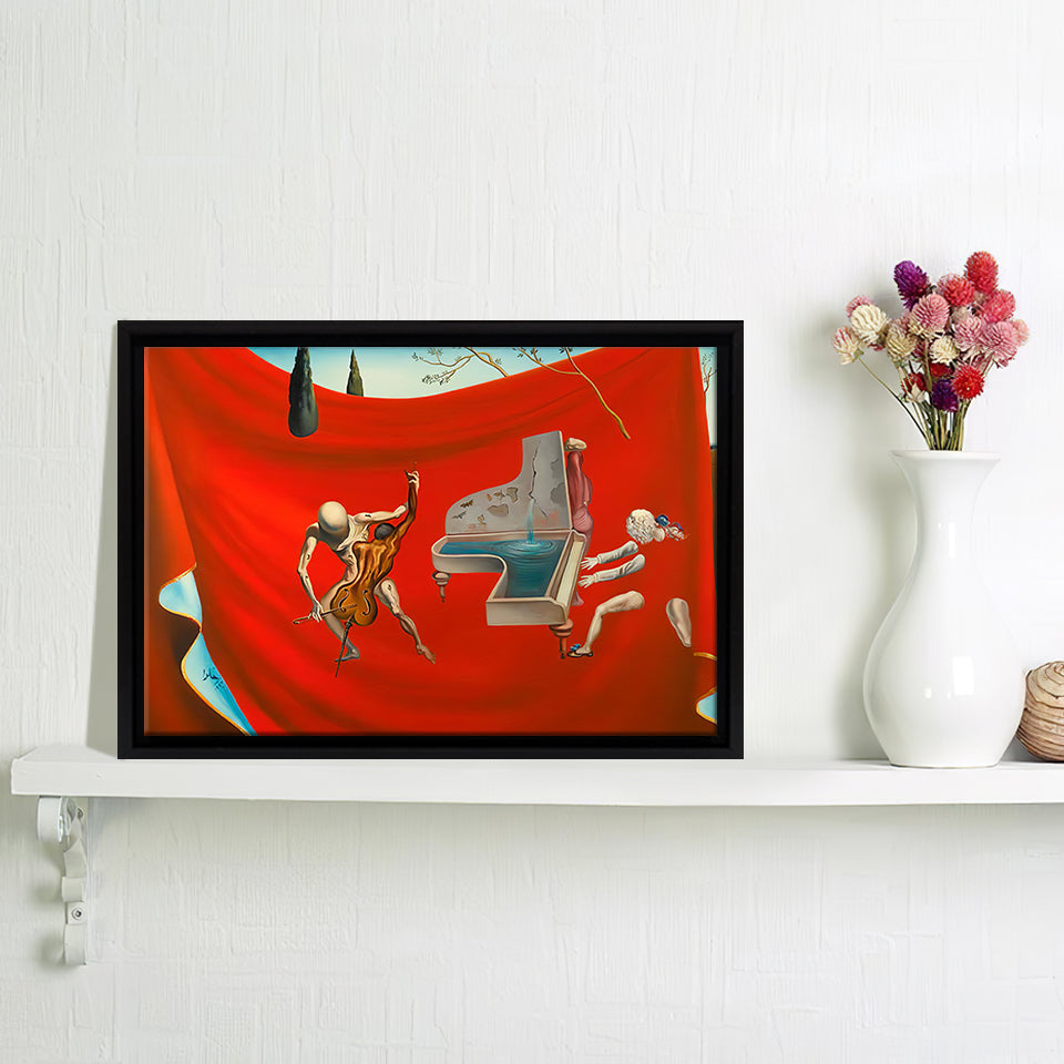 Musical Red Orchestra Framed Canvas Wall Art - Framed Prints, Canvas Prints, Prints for Sale, Canvas Painting