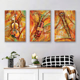 Musical Waves Colorfull Set of 3 Piece Canvas Prints Wall Art Decor