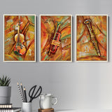 Musical Waves Colorfull Set of 3 Piece Framed Canvas Prints Wall Art Decor