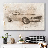 Mustang Boss 429 Da Vinci Style Canvas Prints - Painting Canvas, Wall Art,Old Car, Prints for Sale,Wal Decor, Home Decor