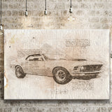 Mustang Boss 429 Da Vinci Style Canvas Prints - Painting Canvas, Wall Art,Old Car, Prints for Sale,Wal Decor, Home Decor
