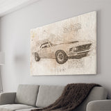 Mustang Boss 429 Da Vinci Style Canvas Prints - Painting Canvas, Wall Art,Old Car, Prints for Sale,Wal Decor, Home Decor