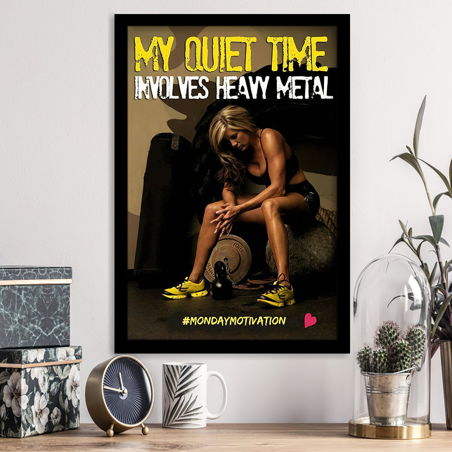 My Quiet Time Involves Heavy Metal Motivational Quote Framed Art Prints Wall Decor - Painting Prints, Framed Picture