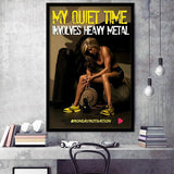 My Quiet Time Involves Heavy Metal Motivational Quote Framed Art Prints Wall Decor - Painting Prints, Framed Picture