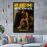 My Quiet Time Involves Heavy Metal Motivational Quote Framed Art Prints Wall Decor - Painting Prints, Framed Picture