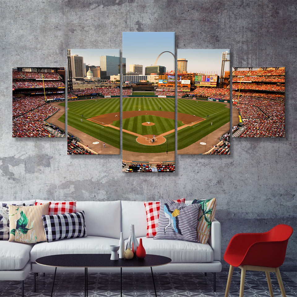 My First Baseball Match Ever Stadiums  5 Pieces Canvas Prints Wall Art - Painting Canvas, Multi Panel, Home Wall Decor, For Sale