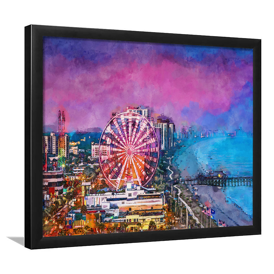 Myrtle Beach South Carolina Usa City City Art Watercolor Framed Art Prints Wall Art Decor,Framed Picture