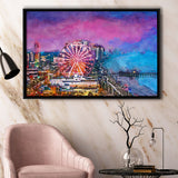 Myrtle Beach South Carolina Usa City City Art Watercolor Framed Canvas Prints Wall Art Home Decor,Floating Frame