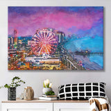 Myrtle Beach South Carolina Usa City City Art Watercolor Canvas Prints Wall Art Home Decor, Large Canvas